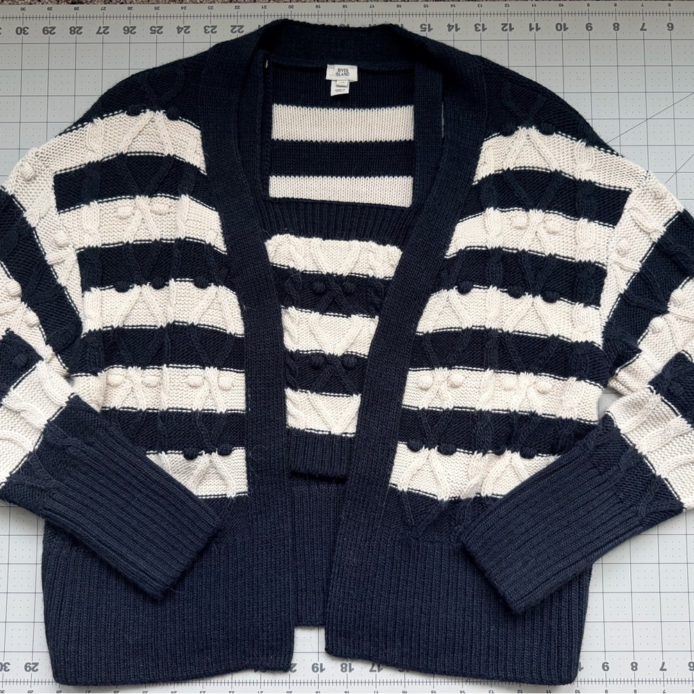 River Island Navy and Cream Striped Cardigan